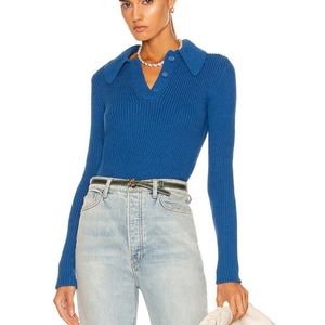 Equipment Blue Ribbed Sweater